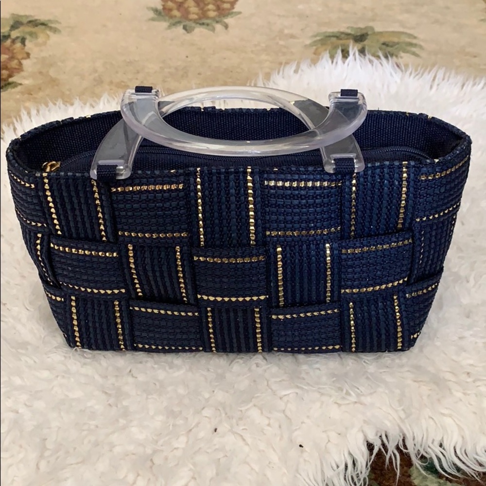EMC M&G Bertini Made Italy Blue Gold Weaved Purse